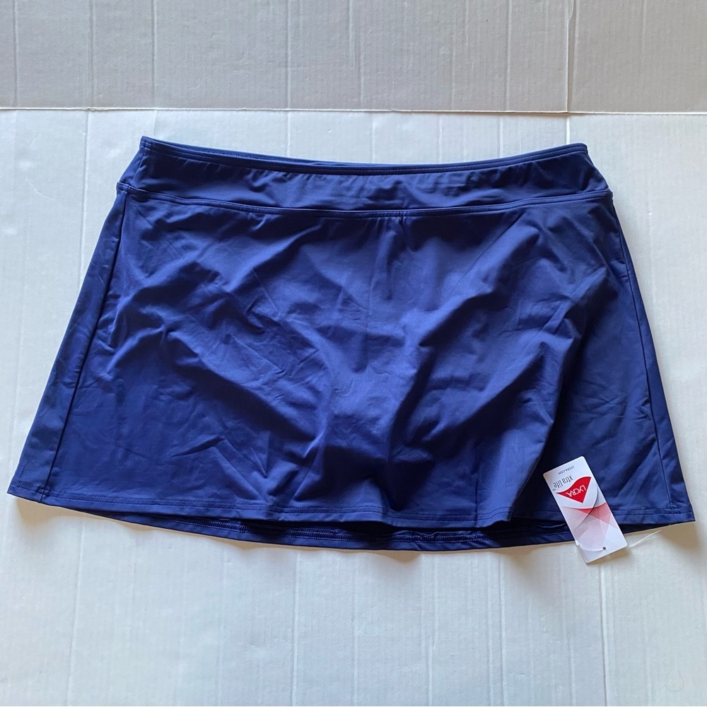 Lands’ End Women's Tummy Control Swim Skirt Swimsuit Bottom Navy Blue 18 NWT